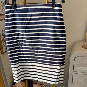 J. Crew Navy and White Striped Pencil Skirt
